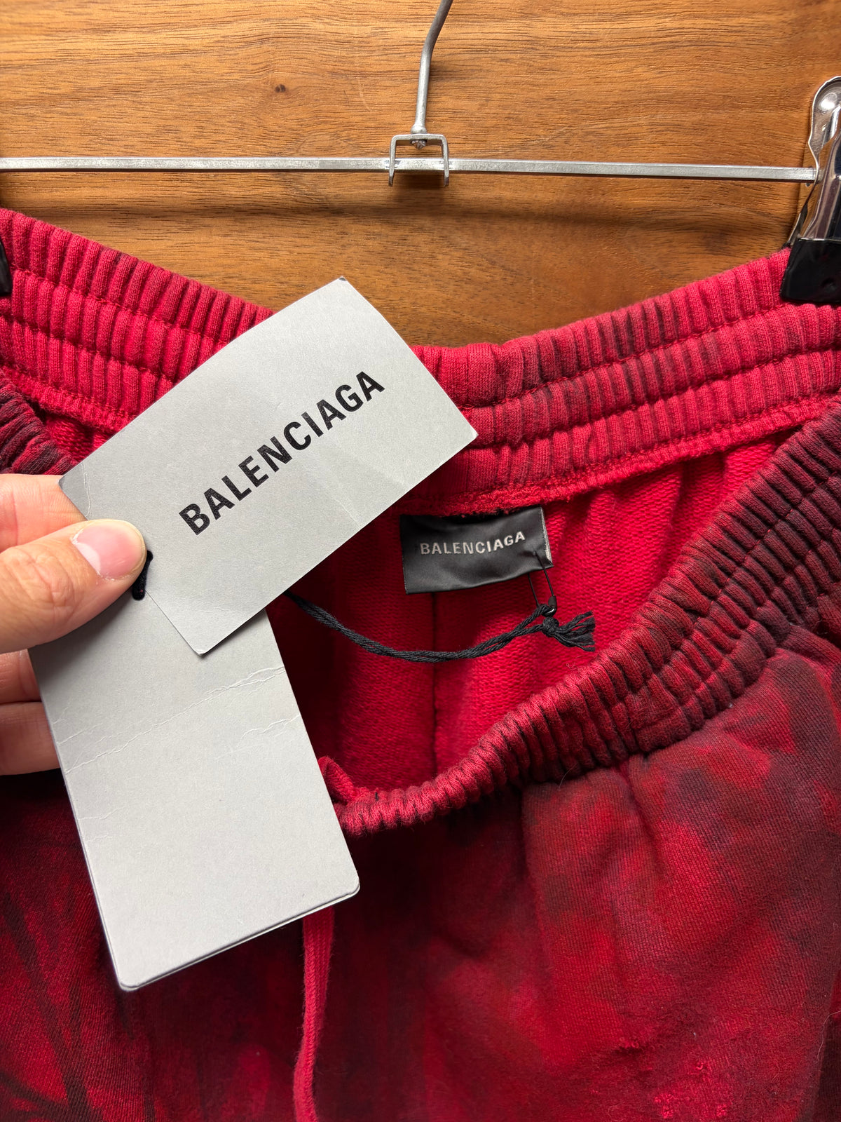 SS2023 Balenciaga ‘Skater’ Red Distressed Wide Leg Sweatpants