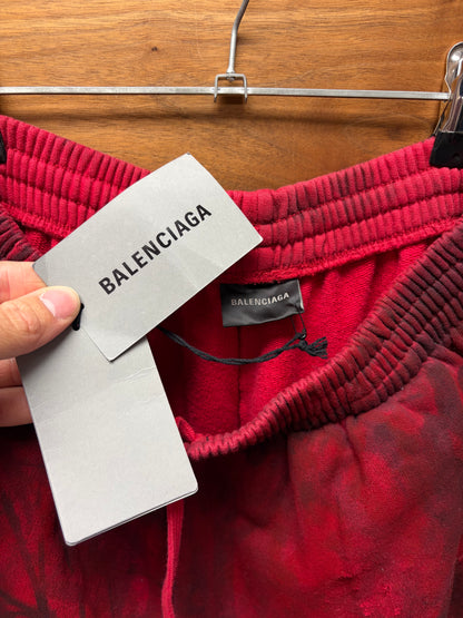 SS2023 Balenciaga ‘Skater’ Red Distressed Wide Leg Sweatpants