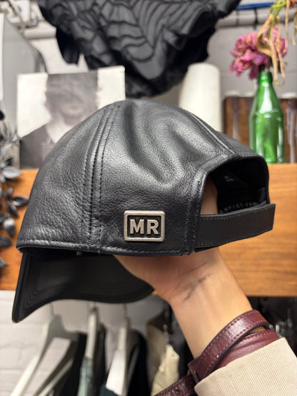 Martine Rose ‘Embroidered Logo’ Black Leather Baseball Cap