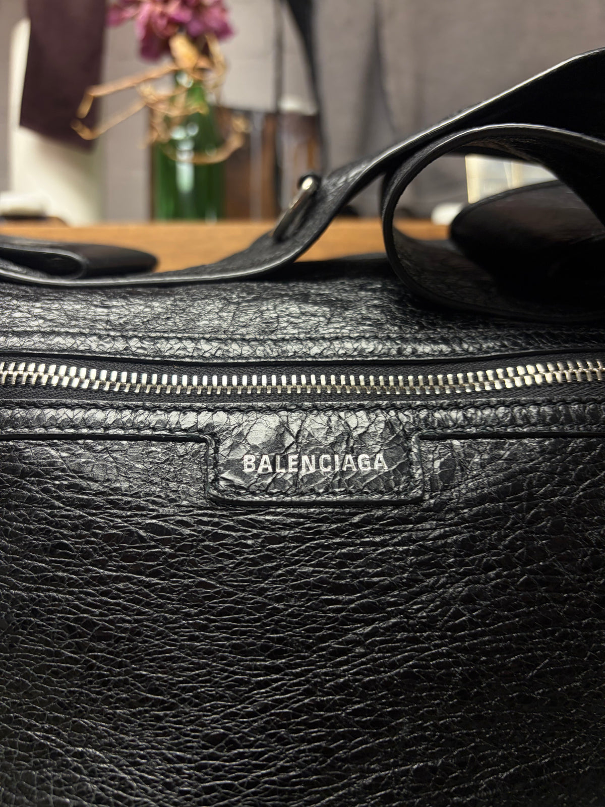 Balenciaga ‘Superbusy’ Black Leather Cargo Bag