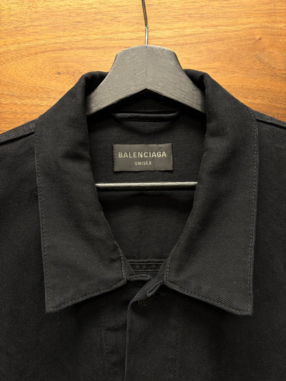 Balenciaga ‘Gaffer Tape’ Campaign Logo Oversized Black Denim Trucker Jacket