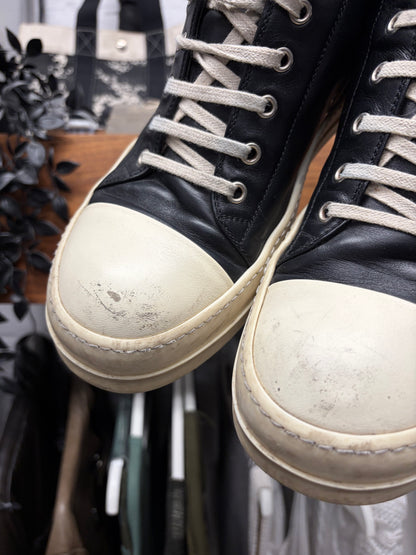 Rick Owens ‘Ramones’ Black Leather Low Top Sneakers