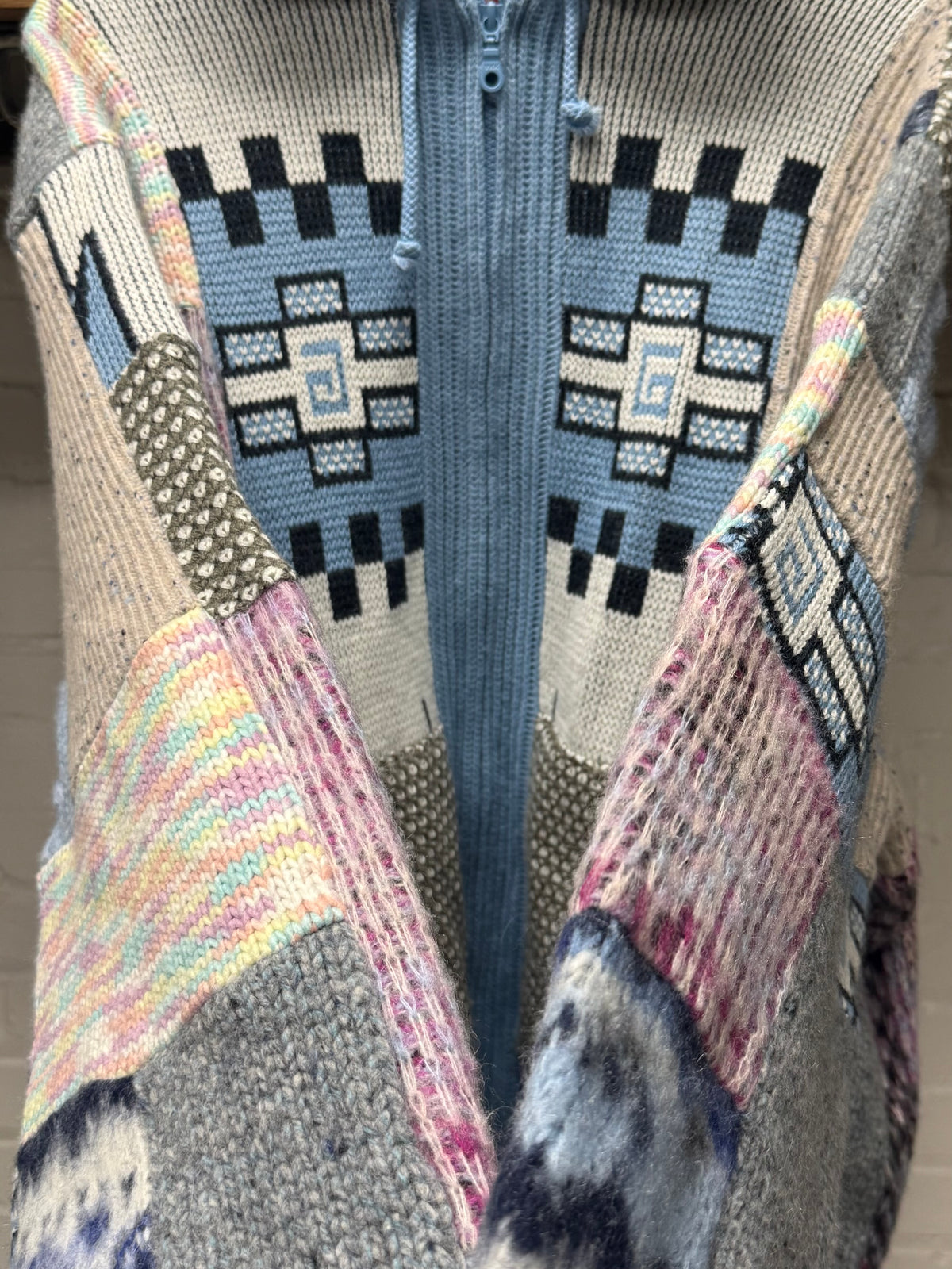 SS2026 Supreme Patchwork Zip-Up Hooded Knit Sweater