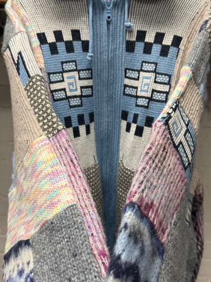 SS2026 Supreme Patchwork Zip-Up Hooded Knit Sweater