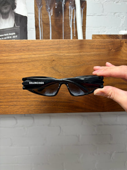Balenciaga ‘Wraparound’ Black Logo Sunglasses