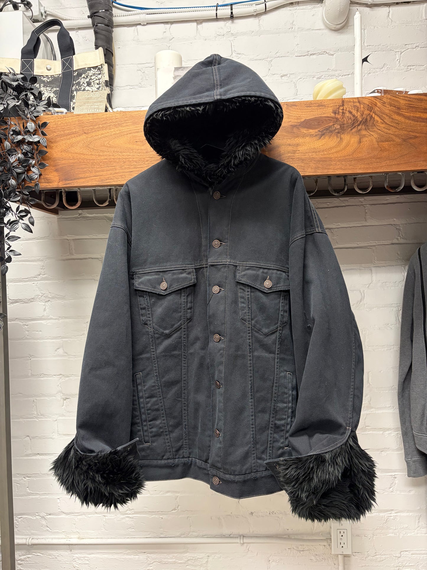 AW2023 Balenciaga ‘Mudshow’ Fur Lined Distressed Denim Jacket