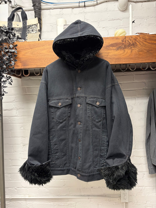 AW2023 Balenciaga ‘Mudshow’ Fur Lined Distressed Denim Jacket