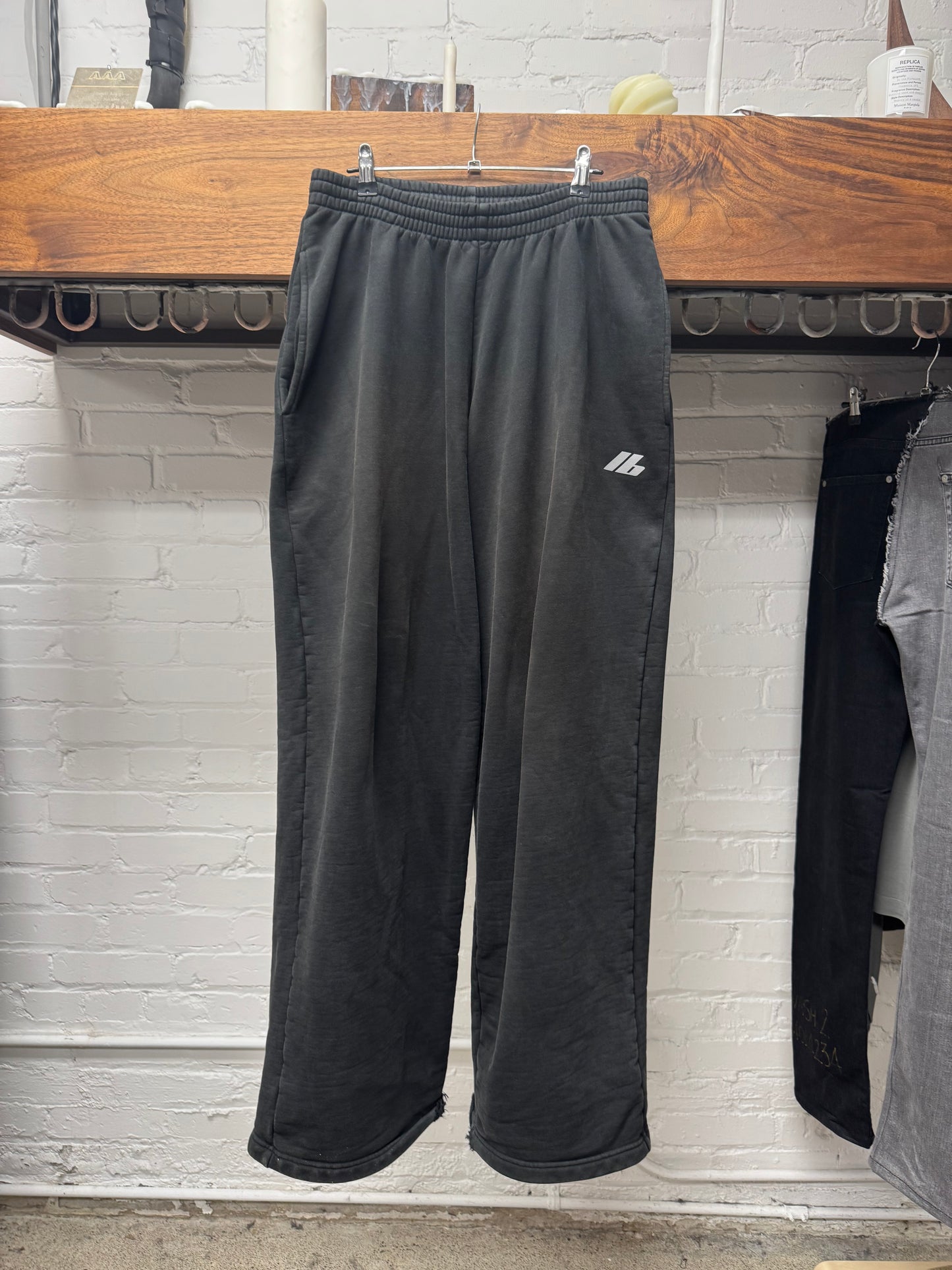 2024 Balenciaga ‘Activewear’ 3M Logo Wide Leg Black Sweatpants