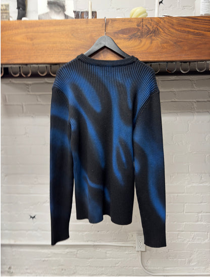 2019 Balenciaga Black/Blue Flame Ribbed Knit Sweater