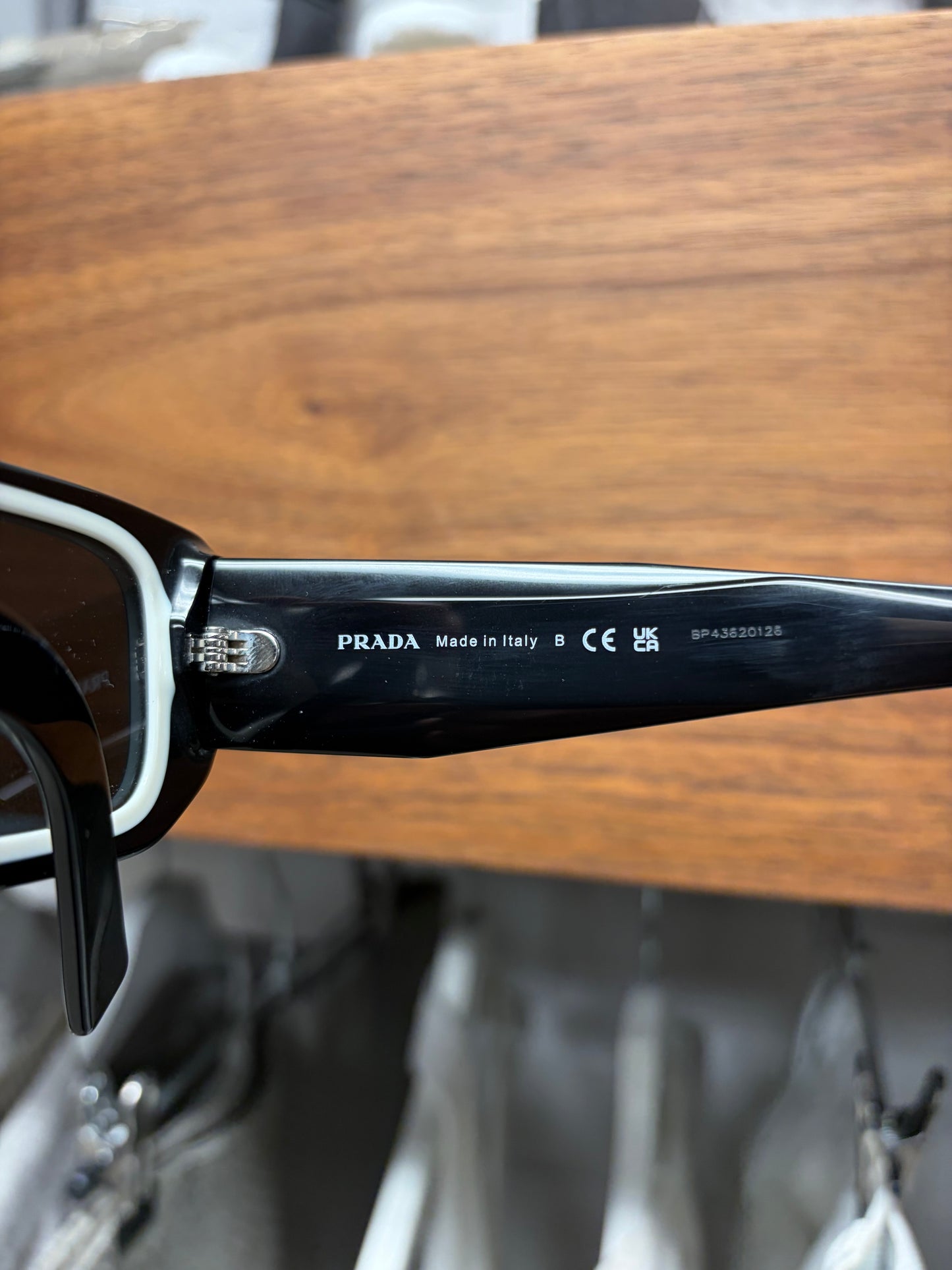 Prada ‘Symbole’ Boxy Rectangular Frame Black Sunglasses