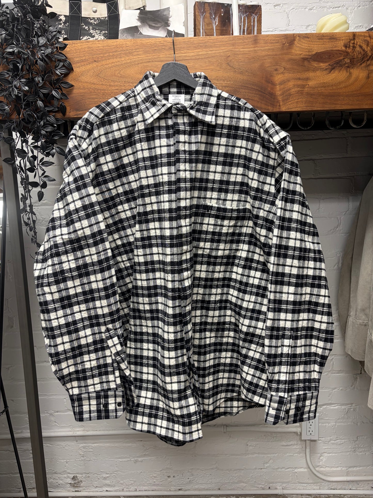Vetements Black/White ‘Metalized’ Pyjama Plaid Oversized Shirt
