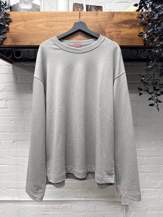 Diesel Silver D-Logo Grey Cotton Pullover Sweatshirt
