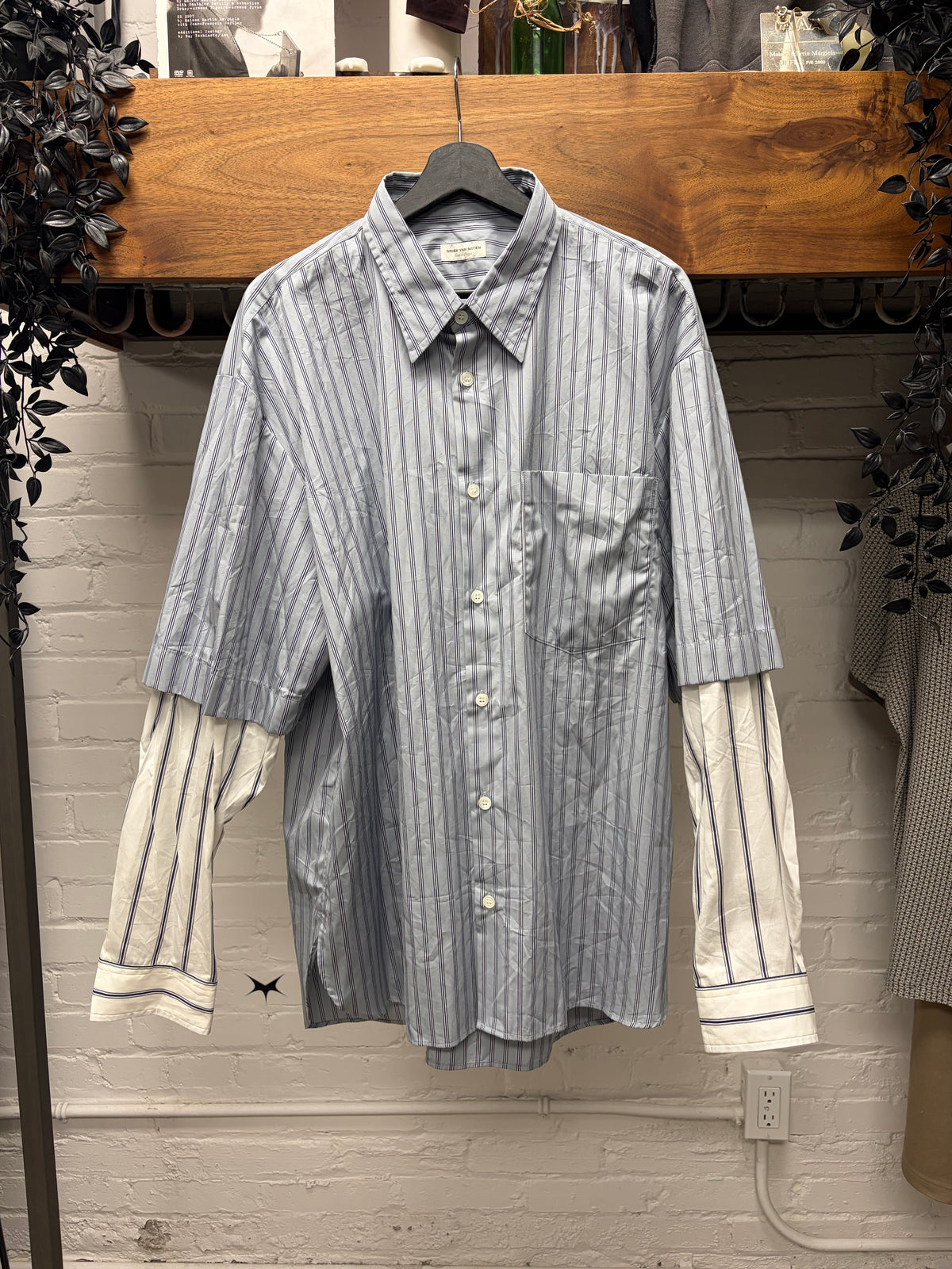 Dries Van Noten ‘Cander’ Layered Pinstripe Button Up Shirt