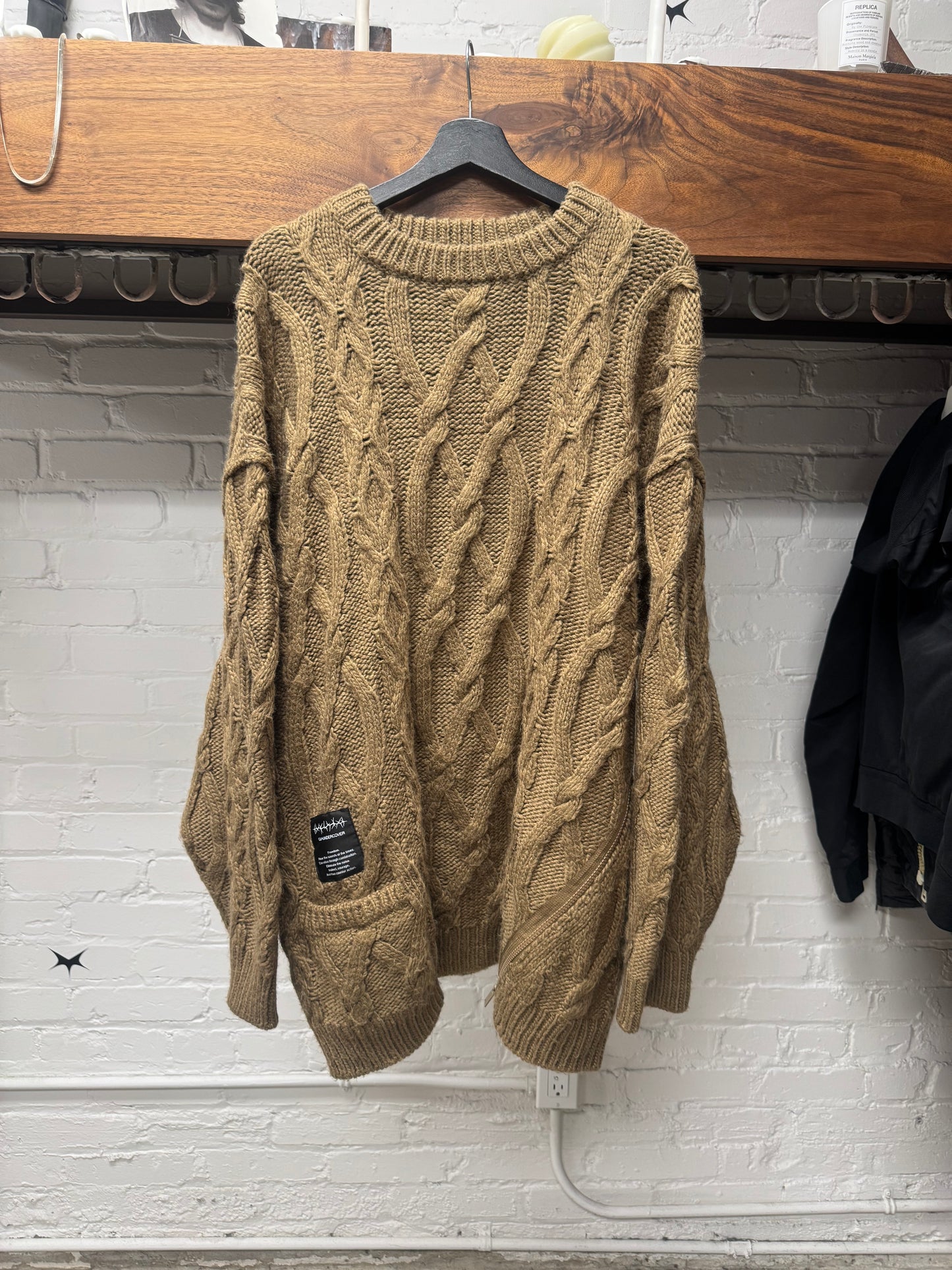 Undercover x G.U. Brown Cable Knit Oversized Sweater