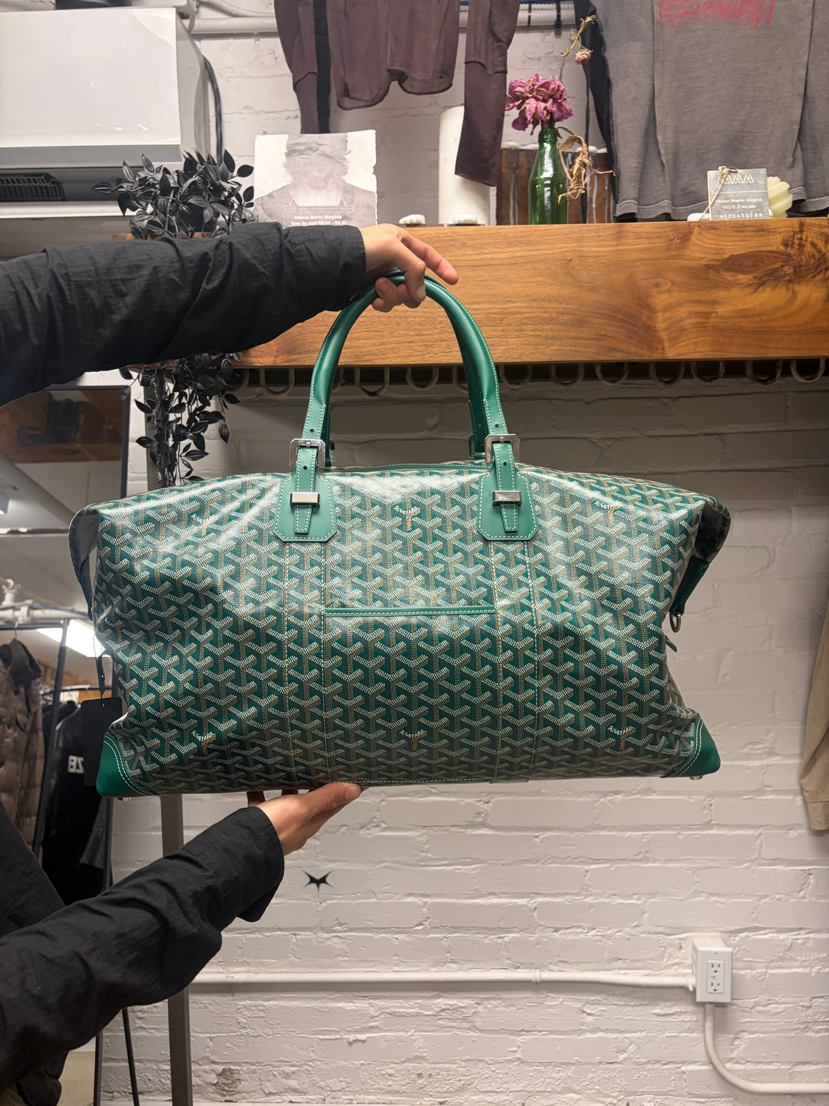 Goyard ‘Boeing 55’ Green Canvas Monogram Weekender Duffle Bag