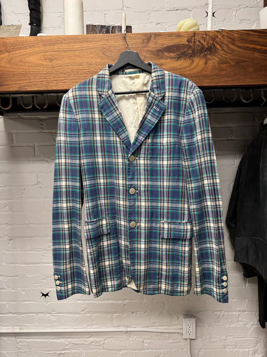 Comme Des Garçons Homme Tartan Plaid Cotton Blazer