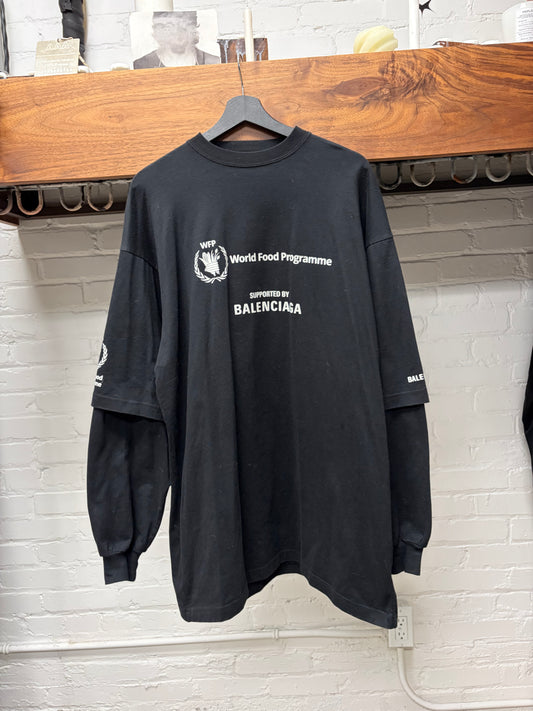 2022 Balenciaga ‘WFD’ World Food Programme Layered Black Long Sleeve Shirt