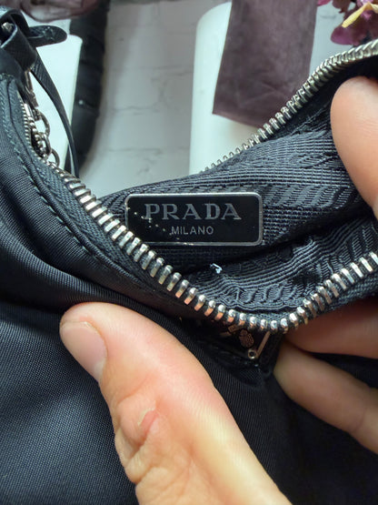 Prada 2005 Re-Edition Black ‘Re-Nylon’ Black Saffiano Mini Bag with Crossbody Strap
