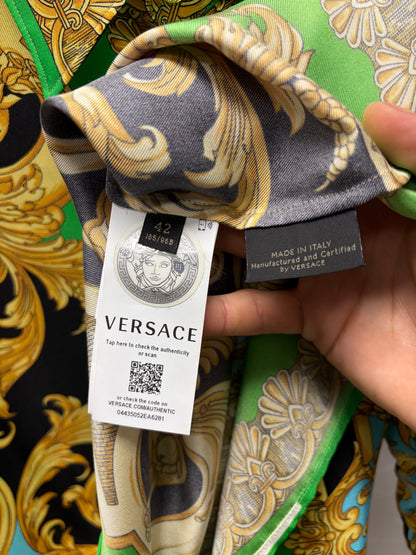 Versace Full Print ‘Baroque Pattern’ Silk Button Up Shirt