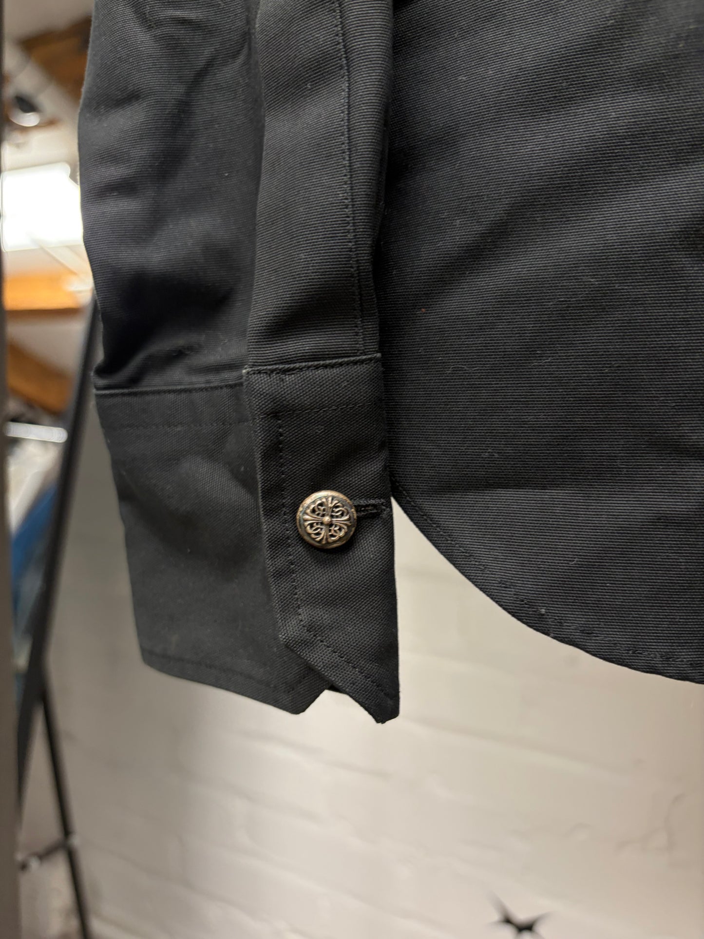 Vintage 90s Chrome Hearts x United Arrows Custom Order Leather Cross Patch Button Up Shirt