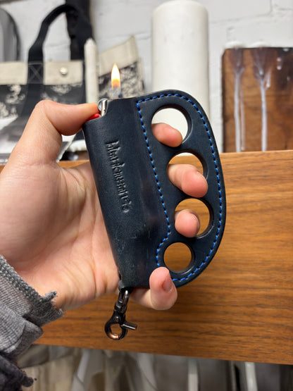 Blackmeans Dark Blue Leather ‘Knuckle Duster’ Lighter Case