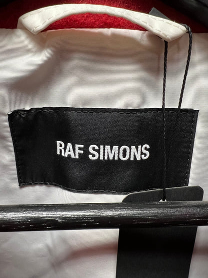 Raf Simons Cherry Red Wool Full Length Trench Coat