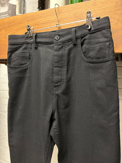 Ann Demeulemeester Black Slim/Straight Cut Cropped Wool Trousers