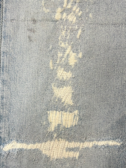Vintage 1998 Helmut Lang ‘Painter’ Silver/Blue Denim With Hand Repairs