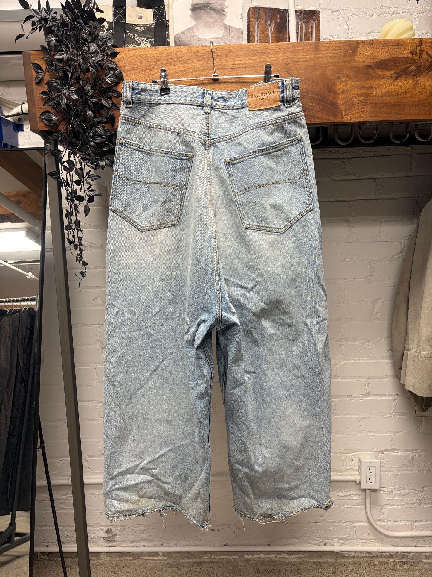 2022 Balenciaga Light Washed Blue Wide Leg Denim