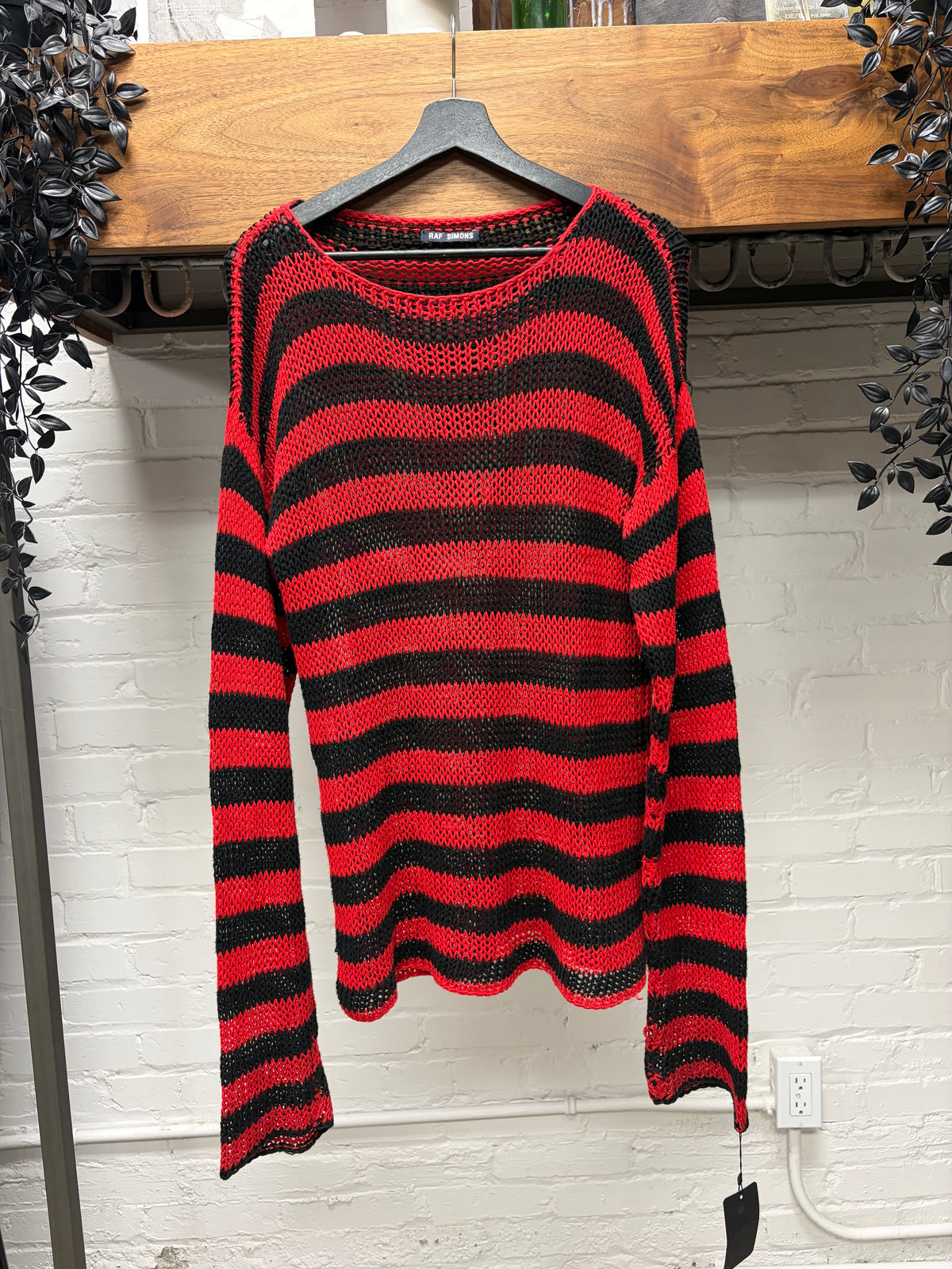 AW1997 Raf Simons Loose Gauge Striped Black/Red Knitted Sweater