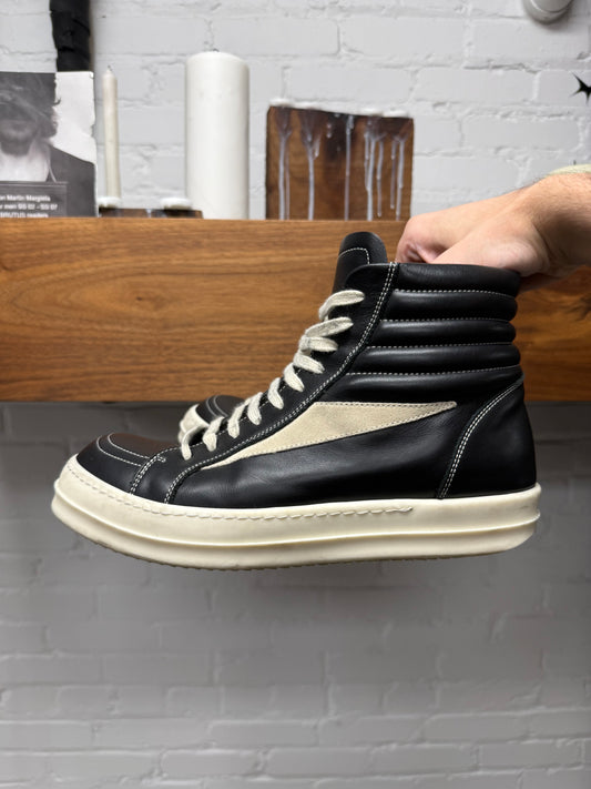 Rick Owens Owens ‘Vans’ Mainline Black Leather High Top Sneakers