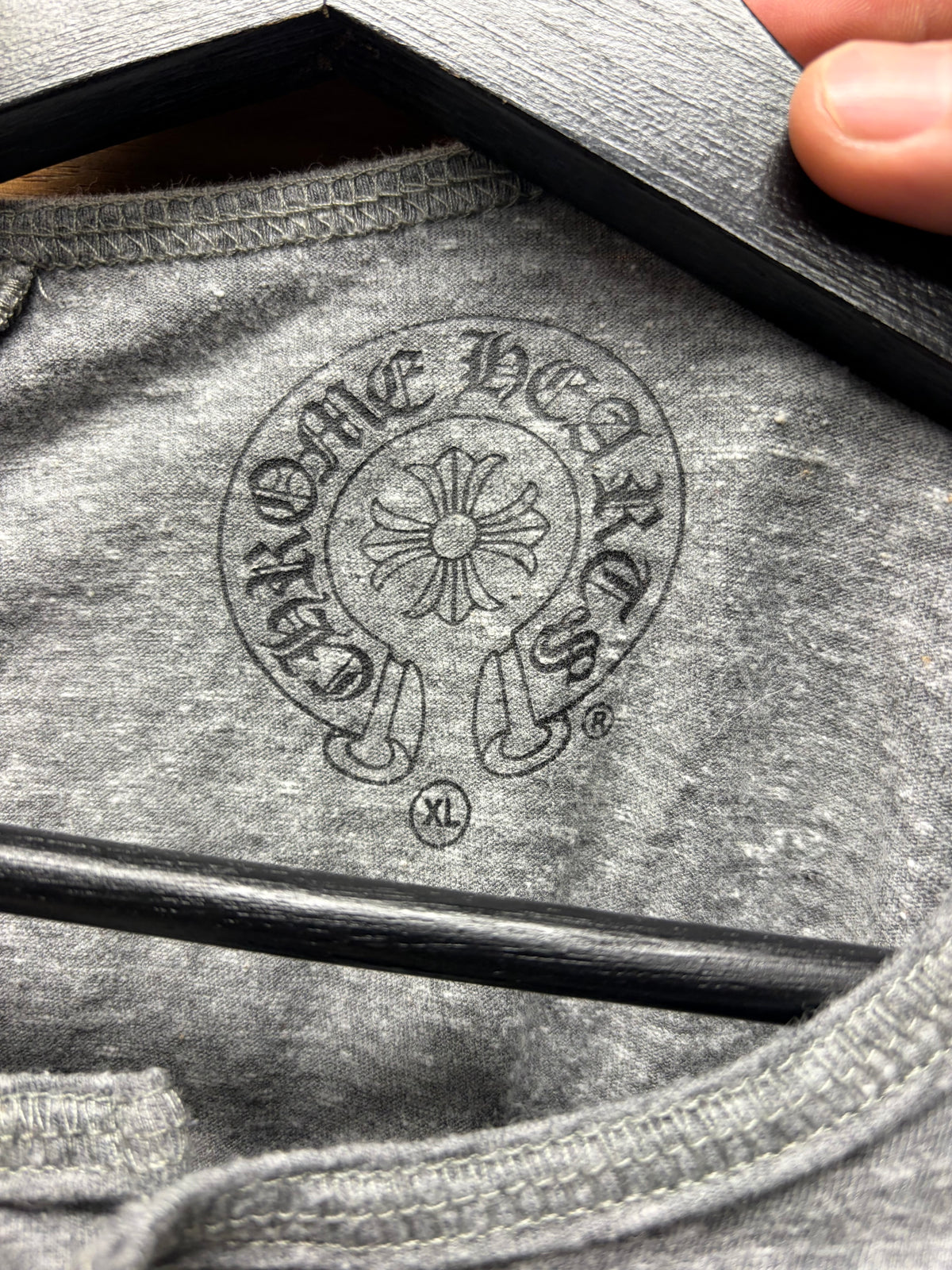 Chrome Hearts Plus Cross ‘Flooded Sleeve’ Grey Henley Cotton Shirt
