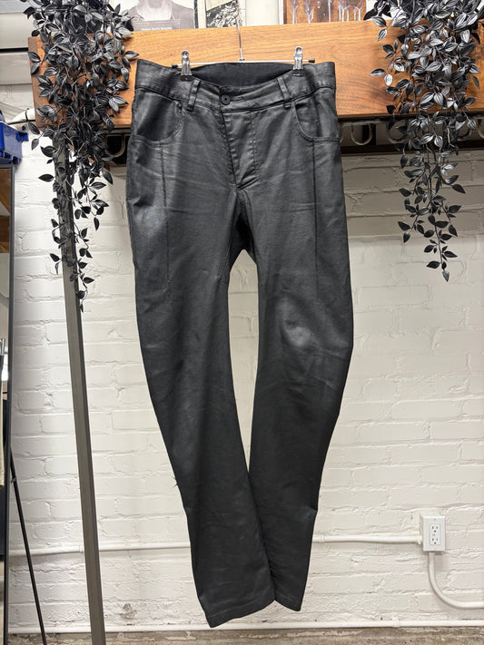 11 by Boris Bidjan Saberi Waxed Black ‘J-Cut’ Skinny Jeans