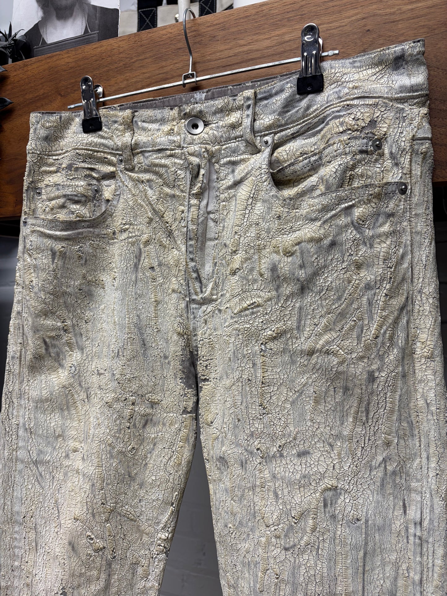 SS2025 Rick Owens ‘Hollywood’ Milk Crackled ‘Headon’ Denim