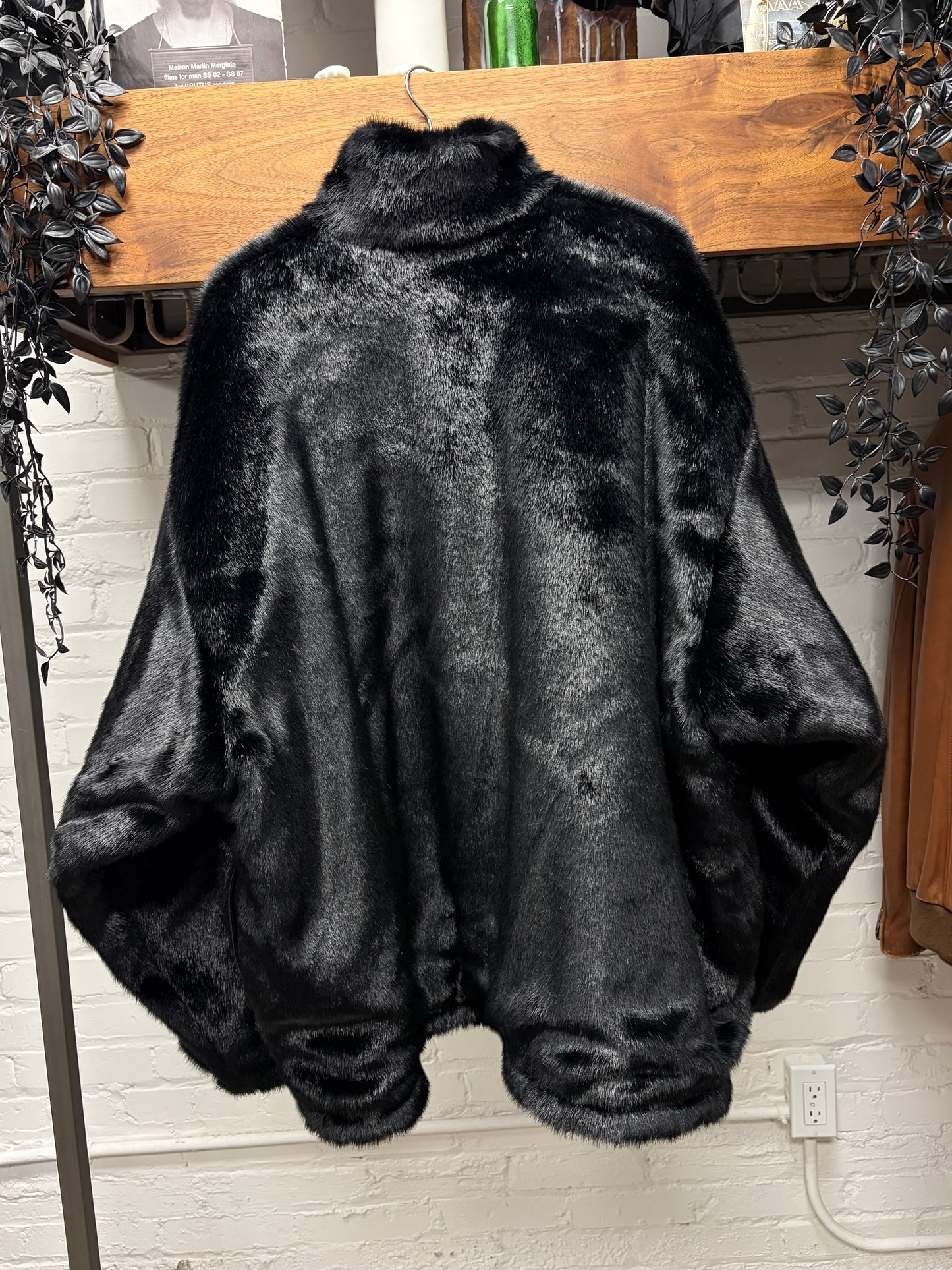 2023 Balenciaga ‘Skiwear’ Black Faux Fur Zip-Up Jacket