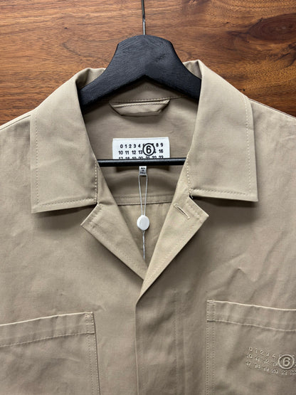 Maison Margiela Gabardine Embroidered Logo Collared Shirt