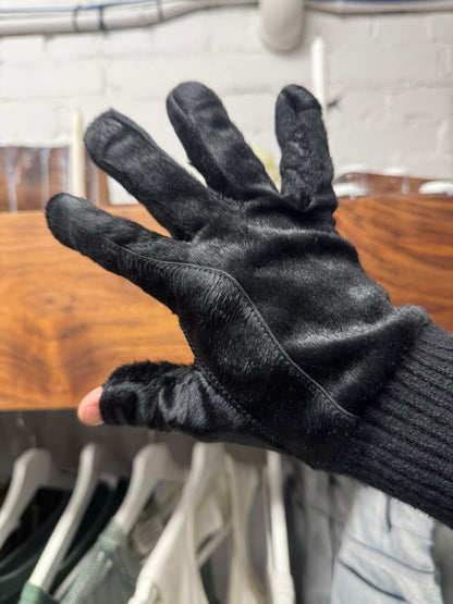 SS2022 Rick Owens ‘Strobe’ Black Ponyhair Gloves