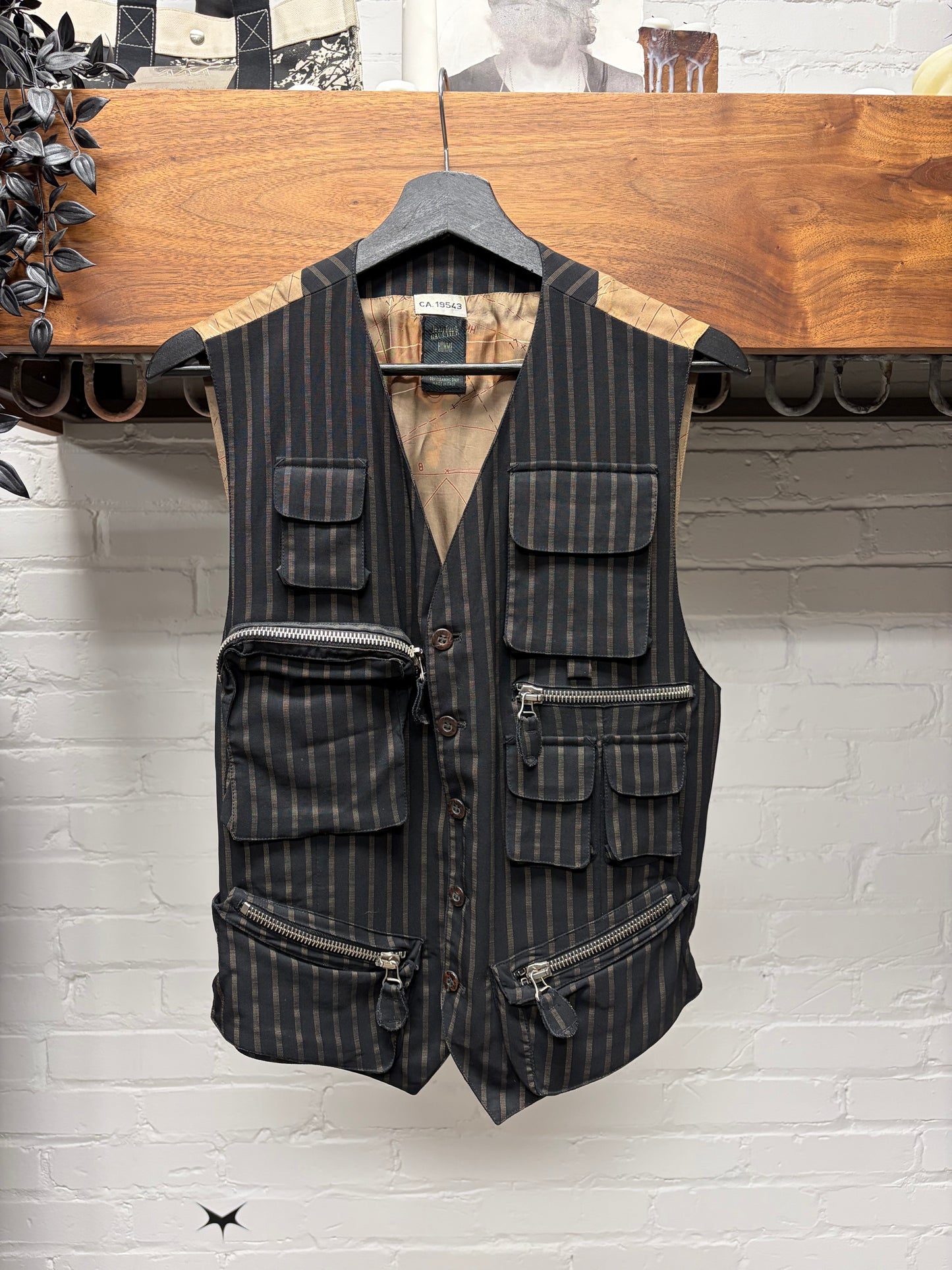 Vintage 90s Jean Paul Gaultier Pinstripe Cargo Vest