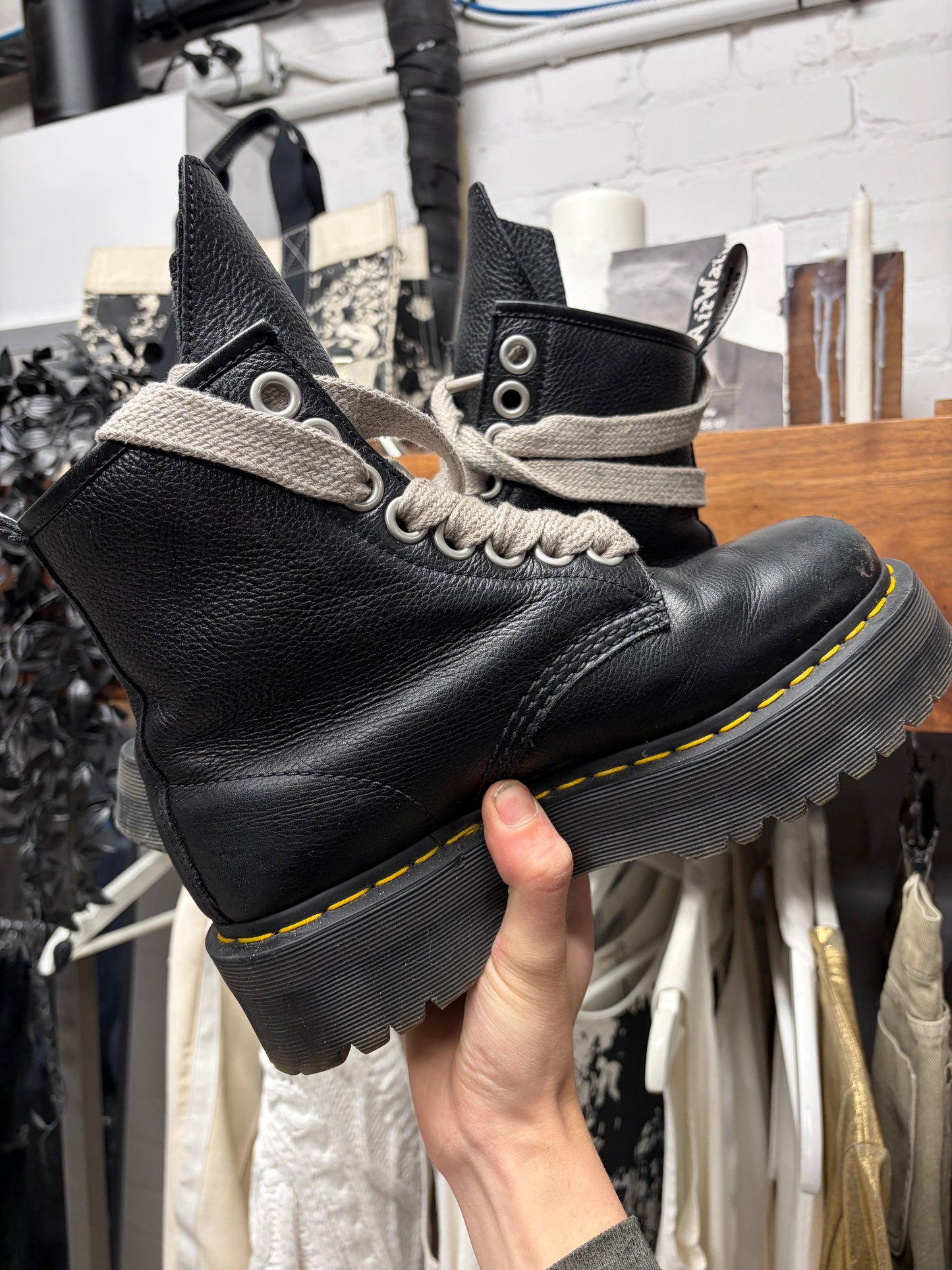 Rick Owens x Doc Martens 1460 Platform Sole Leather Boots