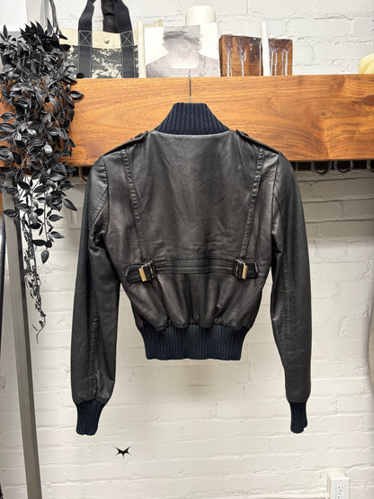 SS2005 Gucci by Frida Giannini Black Lambskin Leather Bomber Jacket