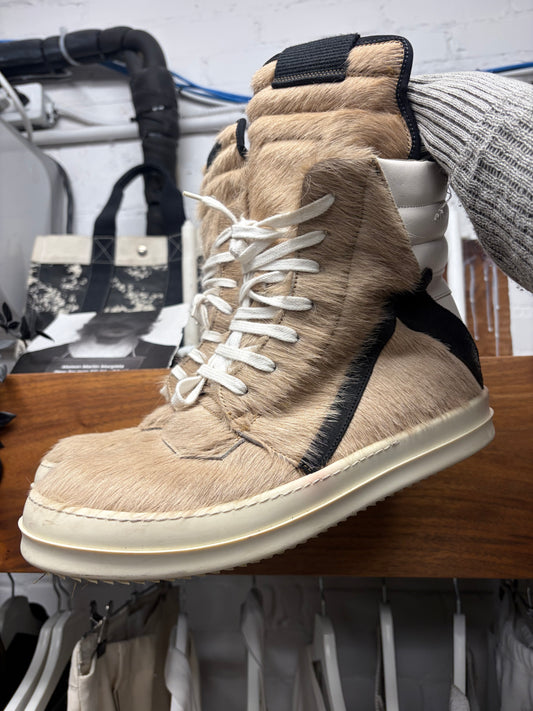 Rick Owens Pony Hair ‘Geobasket’ High Top Sneakers