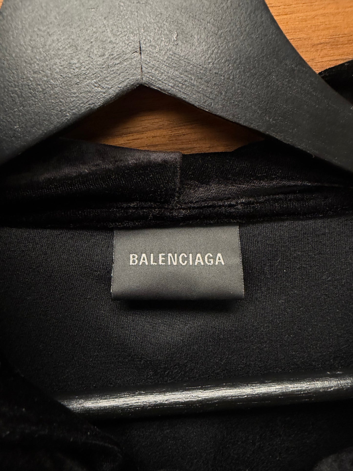 AW2022 Balenciaga ‘Velour’ Black Pullover Hoodie