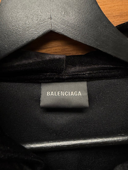 AW2022 Balenciaga ‘Velour’ Black Pullover Hoodie