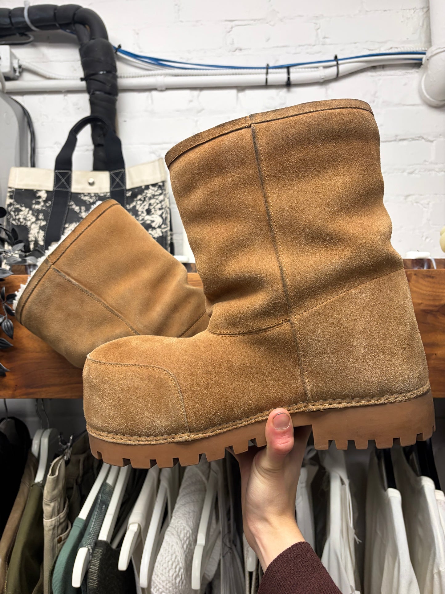 Balenciaga ‘Alaska’ Brown Suede/Shearling Mid Top Boots