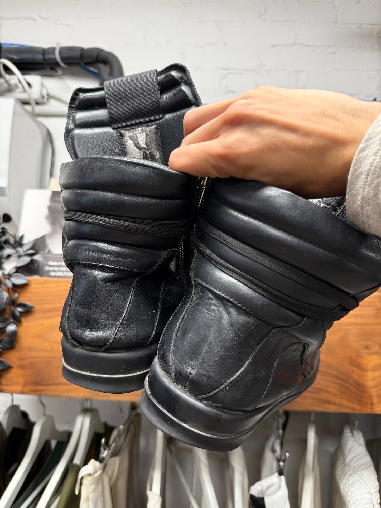 Rick Owens ‘Geobasket’ Black Leather High Top Sneakers