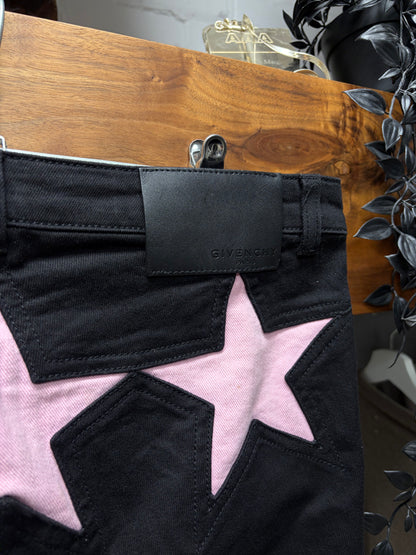 2017 Givenchy Pink ‘Star Patch’ Black Skinny Jeans