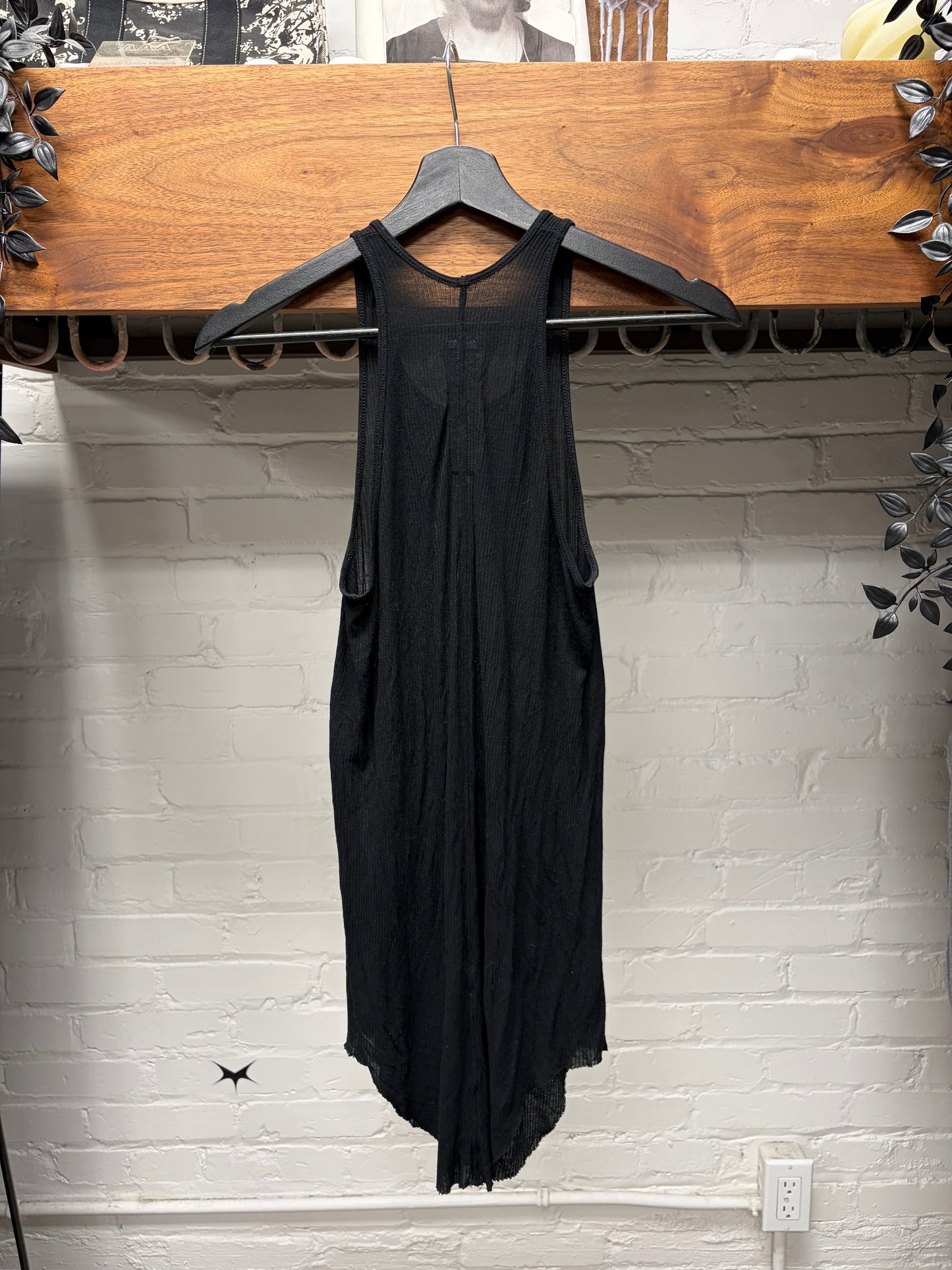 SS2023 Rick Owens ‘Edfu’ Ribbed Black Tank Top