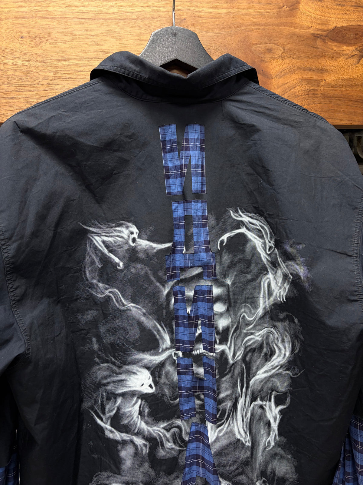 SS2019 Vetements ‘Fusion’ Layered Navy/Plaid Hybrid Button Up Shirt
