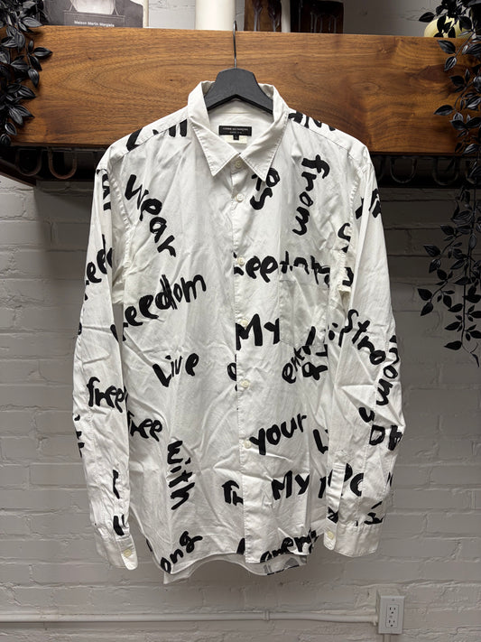 2021 Comme Des Garçons Homme Plus ‘Wear your Freedom’ White Button Up Shirt
