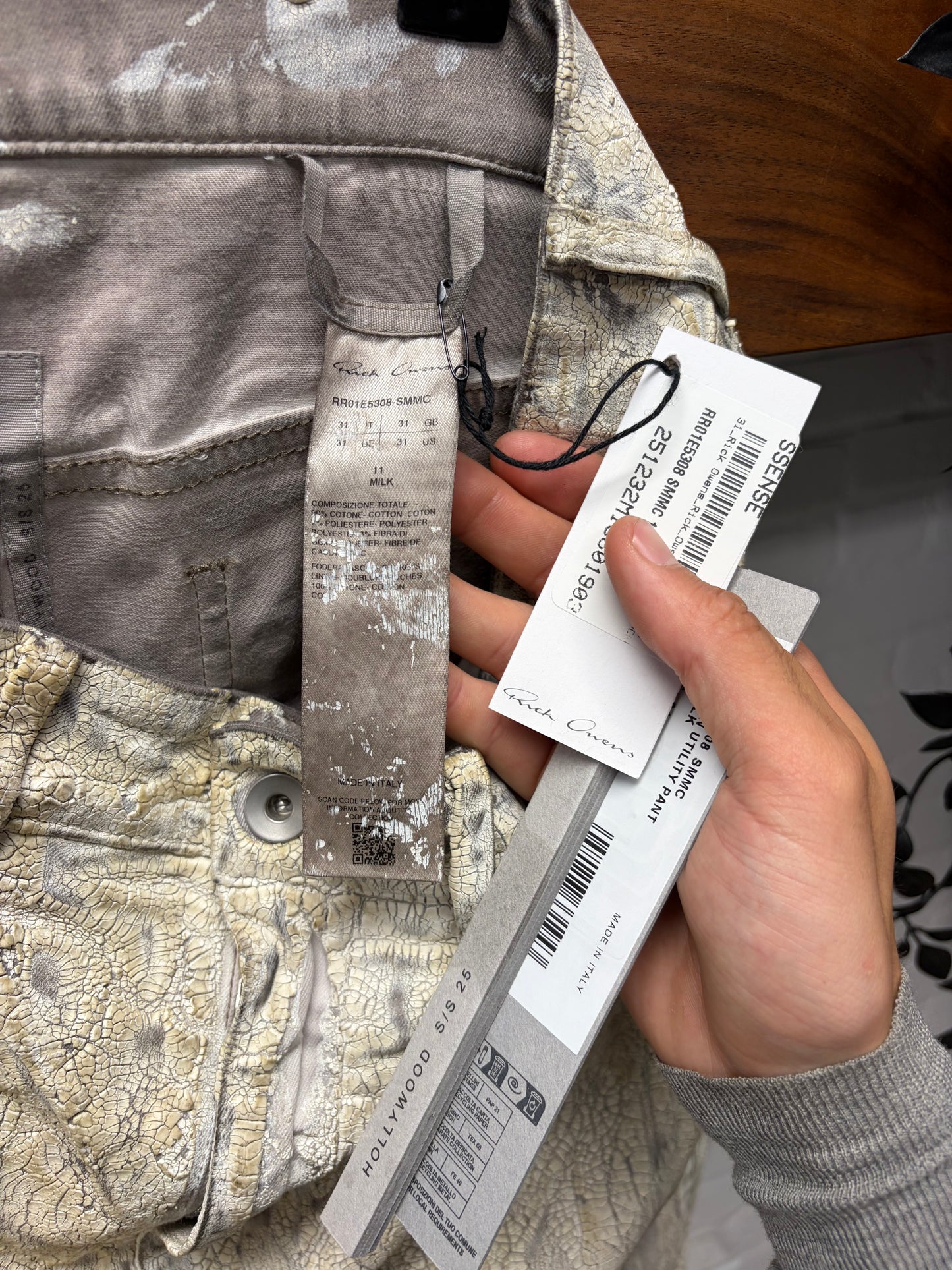 SS2025 Rick Owens ‘Hollywood’ Milk Crackled ‘Headon’ Denim